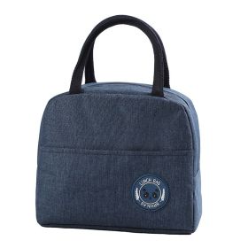 1pc Insulated Lunch Bag; Insulation Bento Pack; Aluminum Foil Rice Bag; Meal Pack; Ice Pack; Student Bento Lunch Handbag; Insulation Bag; Lunch B (Color: navy blue)